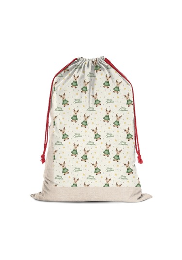 Büyük Noel Baba Hediye Çantası, Pamuklu Kordonlu, Yeniden Kullanılabilir Noel Geyik Svetşötü