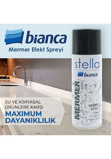 Bianca Stella İnce Mermer Efekt Sprey Boya Siyah 200 Ml 0001 Beyaz