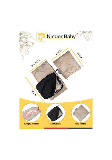 Kinder Baby Merlin Termal Anne Bebek Bakım Çantası Siyah