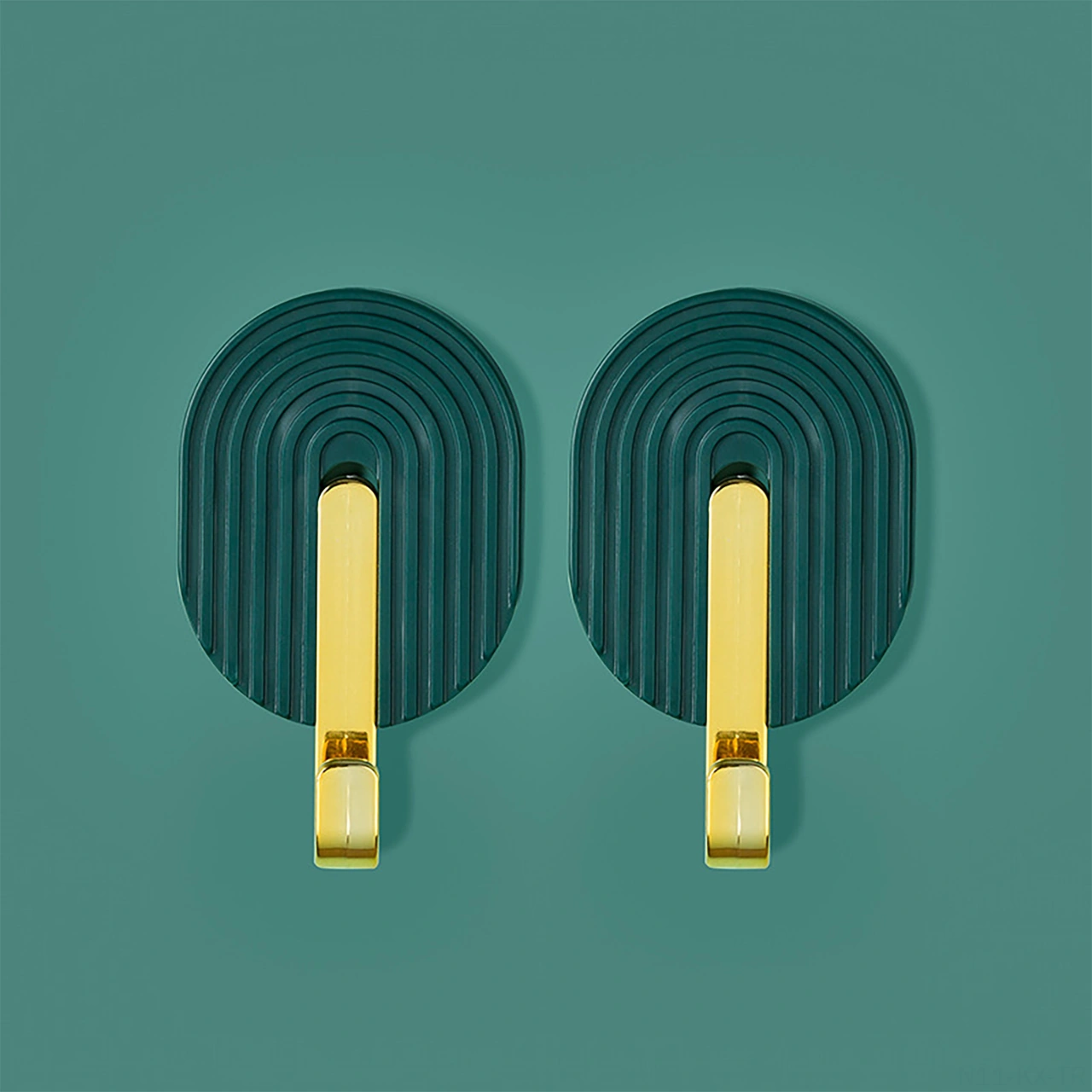 Kangvka Yeşil Yeşimli 2 Adet Multifonksiyonel Banyo/ Mutfak Otomatik Yapışkan, Delme Yok, Dayanıklı Abs Kanca Havlu, Çanta, Giysi Asma Koyu Yeşil