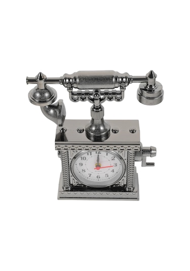 Retro Telefon Görünümlü Çalar Saat Masa Ve Raf Dekoru Çok Renkli