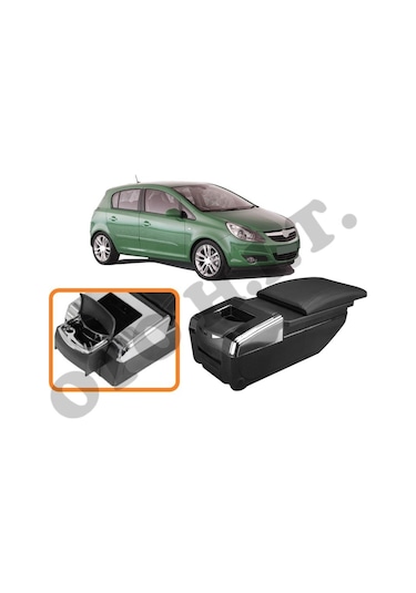 Opel Corsa D Uyumlu Bardaklıklı Lüks Kol Dayama Kolçak Siyah İthal.