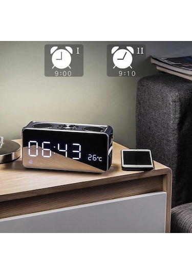 Soaiy S18 Taşınabilir Kablosuz Bluetooth Hoparlör - Dijital Saat & FM Radyo & USB & Hafıza Kartı - ZORE-219773