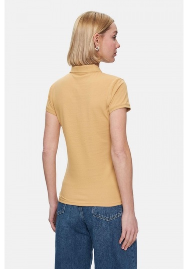 Shaver Kahve Polo Yaka Nakışlı Standard Fit Kadın Tshirt Kahve