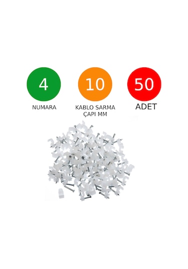 Tek-iş Beton Çivili Kablo Tutucu Kroşe No: 4 - 10mm 50 Adet