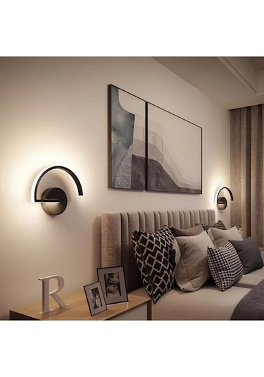 Moka Siyah Mimari Tasarım Ledli Aplik 2 Adet Siyah