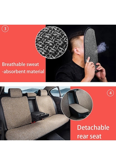 Liangmei Seametal Keten Araba Koltuğu Kapağı Nefes Alabilir