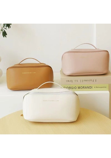 Geeksen Beyaz Organize Seyahat Makyaj Çantası - Büyük Kapasiteli, Dayanıklı Kumaş, Organik Bölmeli, Moda Ins Stilinde