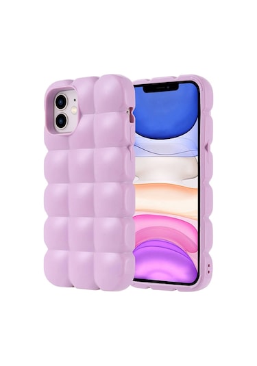 İphone Uyumlu 12 Kılıf Parlak Esnek Silikon Redclick Dom Dom Kapak - Lila