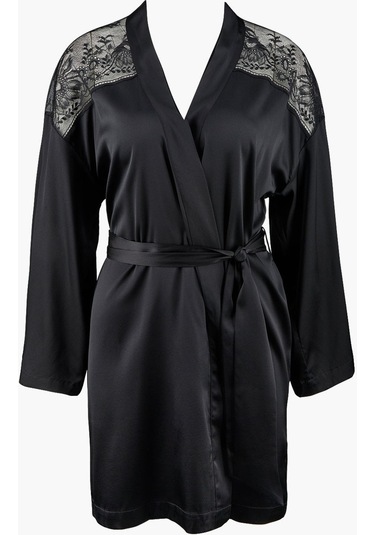 Aubade Midnight Whisper Kimono Zarif Seide Ve Dantel Detaylı Siyah