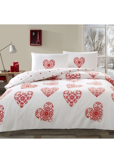 Taç Cordelia Ranforce Çift Kişilik Nevresim Takımı Kırmızı 000000001000047286