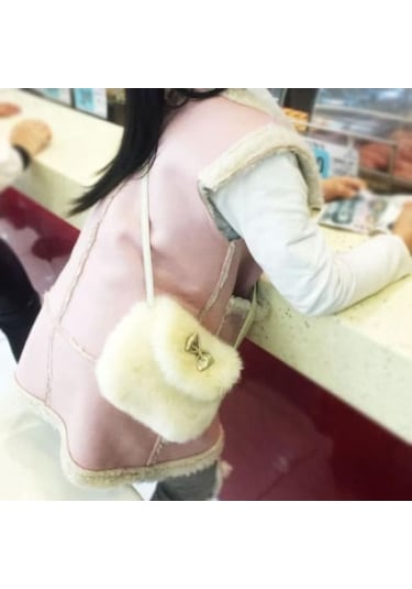 Dancemonkey Yapay Vücut Sevimli Rahat Mini Kürk Kız Ilmek Haki Çocuk Çocuk Çocuk Çapraz Çanta Çanta Çanta Od Haki