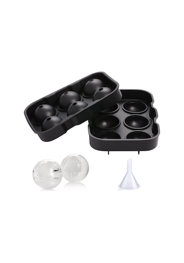 Geeksen Silikon Buz Tepsisi Ev Ve Ticari Buz Tepsisi Buz Kutusu Buz Topu Kalıbı 6 Delikli Kare Çubuk Buz Kutusu Siyah Kare Set Siyah