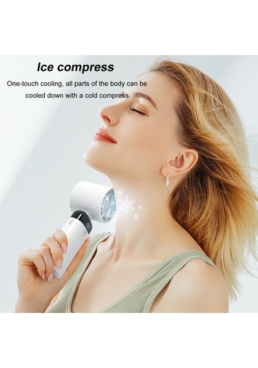 Springsun Taşınabilir El Boyun Askılı 3600mah 3 Hız Dijital Ekranlı Telefon Tutucu Fan Mavi