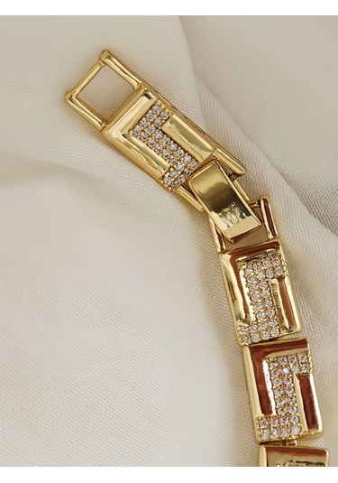 Z Model Zirkon Model Çelik Bileklik Gold