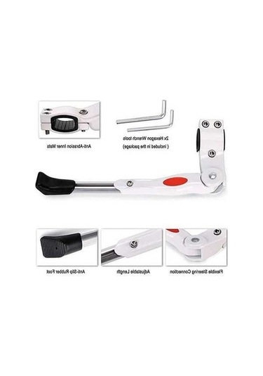 Pazly Beyaz Ayarlanabilir Mtb Kickstand, Bisiklet Park Rafı, Dağ Yol Bisikleti Desteği, Yan Standı, Alüminyum, 24-28 İnç Uygun Beyaz
