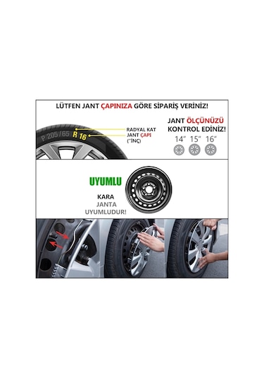 Geely Uyumlu 15 Inç 4 Adet Piano Black Siyah Jant Kapağı Takımı