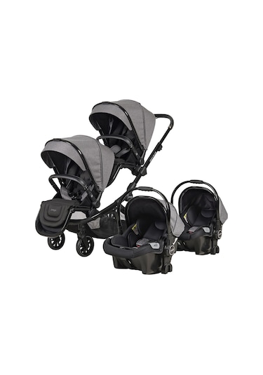 Prego İbiza Plus Travel Sistem İkiz Bebek Arabası 2223 Gri