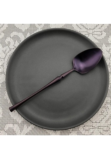 Agoodshop Çok Renkli Yeni Paslanmaz Çelik Mor Çatal Bıçak Kaşık Seti Mat Parlatma Siyah Yemek Takımı Seti Sofra Yemek Bıçağı Çatal Çorba Çok Renkli Çok Renkli