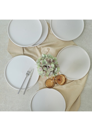 Keramika Beyaz Stackable Servis Tabağı 27 Cm 6 Adet 006