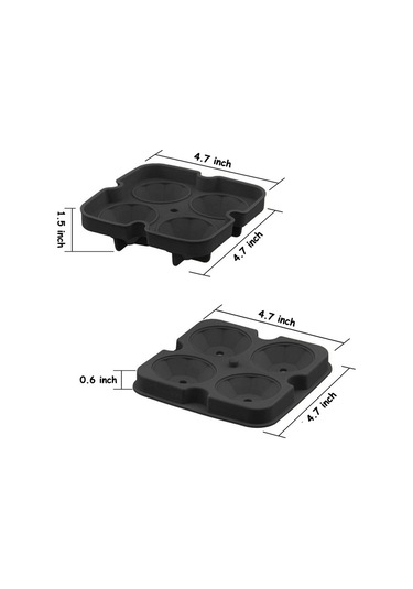 Konesam Gıda Grubu Silikon Buz Kalıbı, 4 Delikli Elmas Şekilli, Siyah, Whiskey İçin İdeal, Güvenli Kullanım Çok Renkli