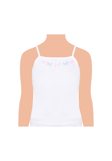 Tutku Kız Çocuk İp Askı İşlemeli Atlet 0165 6'lı Paket Beyaz