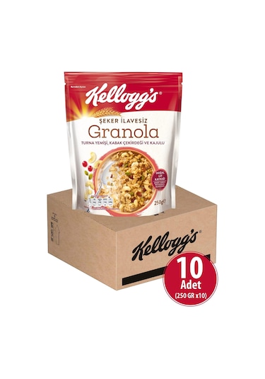Kellogg's Şeker İlavesiz Granola Turna Yemişi Kabak Çekirdeği ve Kajulu10 x  250 G