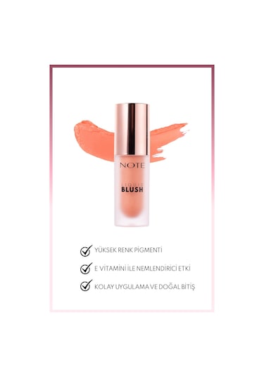 Note Cosmetique Liquid Blush Nemlendirici Etkili Likit Allık - 10 Peach (Işıltılı)