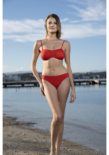 Estiva Luplu Straplez Bikini Takımı - Bordo