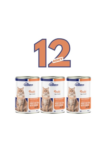 Ambiance 12 Adet Yetişkin Kediler Için Tavuklu Yaş Mama 400 Gr