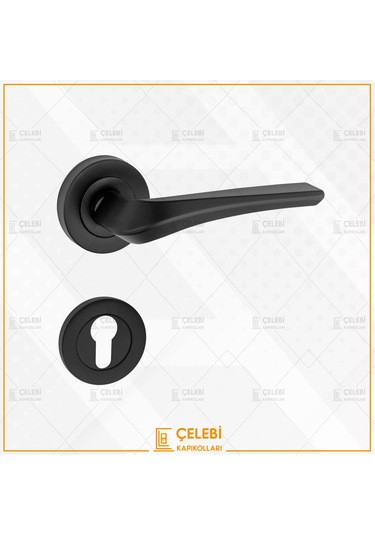 Venüs Kol Yuvarlak Rozetli Siyah Yale Kapı Kolu