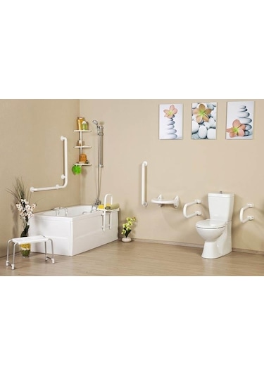 Primanova Cappadocia  Kollu Banyo Sandalyesi Beyaz