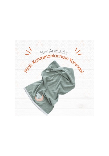 Gezenbebe Hero Nakışlı Bebek Çocuk El Ve Baş Havlusu 50x90 Yeşil