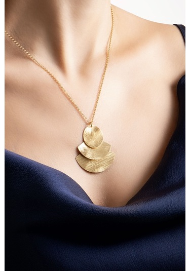 Petra Güneşi 18 Ayar Sarı Altın Kaplama 47 Cm Gümüş Tasarım Kolye