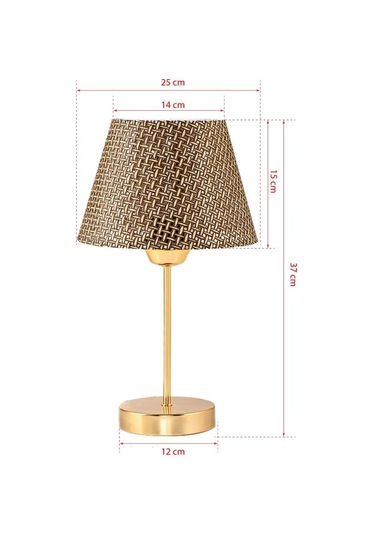 Star Gold Ayaklı Abajur Kahverengi Hasır Başlık Yatak Odası Salon Masa Lambası 2 Adet Kahverengi