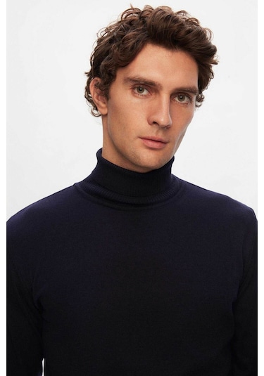 Ds Damat Regular Fit Lacivert Pamuk Karışımlı Balıkçı Yaka Triko Kazak 5HF06ORT12007 Lacivert