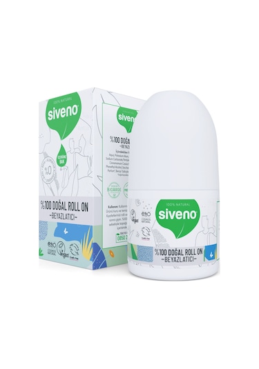 Siveno %100 Doğal Roll On Beyazlatıcı Etkili Deodorant Ter Kokusu Önleyici Bitkisel Leke Bırakmayan Vegan 50 ML