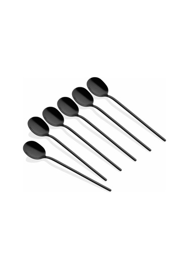 Mat Siyah Çay Kaşığı 6 Parça - 13 Cm Siyah