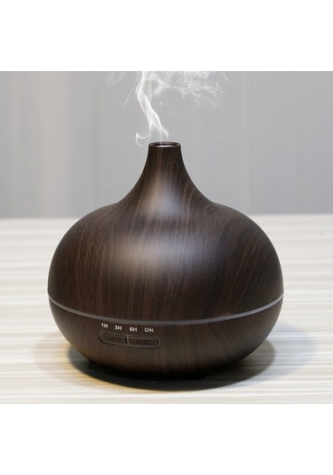 Rogfer W350 14w 300ml Ahşap Tahıl Aromaterapi Hava Temizleyici Nemlendirici Ofis / Ev Odası İçin Led Işıklı Kahve - Kahve
