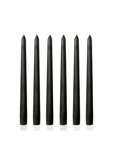 6 Lı Kısa Siyah Konik Şamdan Mum Yükseklik 18 Cm Siyah