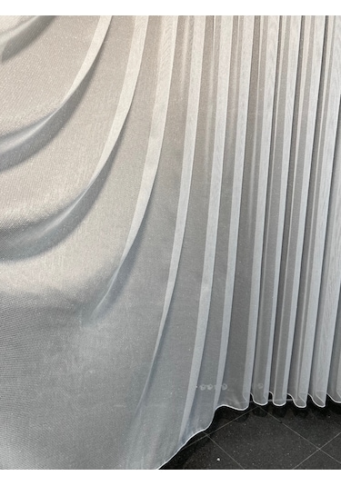 Perdefony Simli Çelik Düz Tül Perde Parlak Gramajlı Tül Ekru