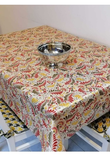 Kumaş Dokulu Tabanı Silikonlu Yıkanabilir Silinebilir Ütülenebilir Kaymaz Dekoratif Masa Örtüsü 21brs010 Renkli
