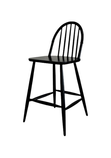 Rustica Ahşap Bar Sandalyesi Siyah