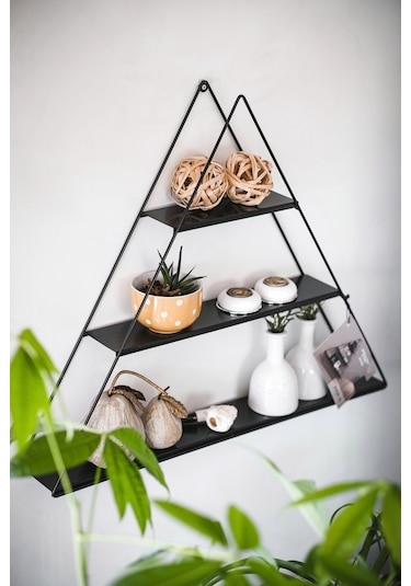 DEKORATİF METAL RAF ÜÇGEN DUVAR RAFI KURULUM GEREKTİRMEYEN TEK PA