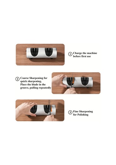 Xuweiwei İwhale Profesyonel Elektrikli Bıçak Bileyici Simli 2 Aşamalı Kaba İnce Bileyme Usb Şarj 18650 Pil Metal Toz Kutusu Abs Gümüş Gri