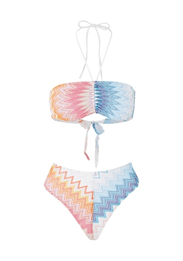 Missoni Chevron Desenli Bandeau Bikini Seti Çok Renkli Mavi
