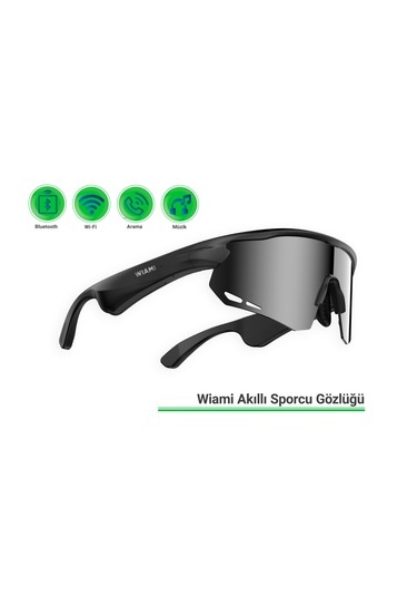 Wiami Akıllı Sporcu Güneş Gözlüğü Bluetooth, Hoparlörlü Ve Dayanıklı Tasarım Siyah