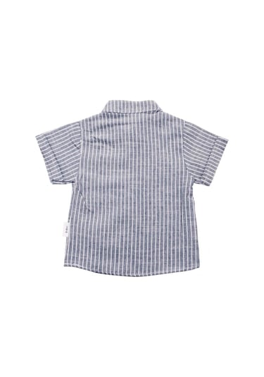 Papyonlu Çizgili Gömlekli Takım Lacivert Bipamuk 001