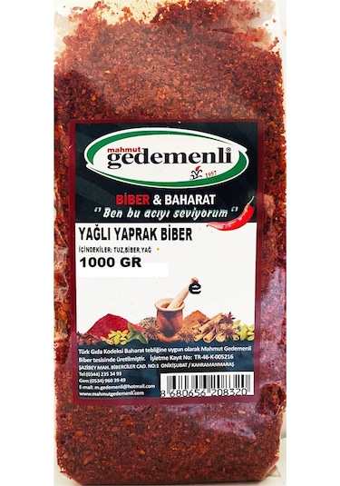 Mahmut Gedemenli Yağlı Yaprak Biber 1 KG