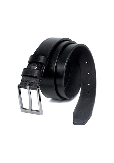 Livize Klasik Erkek Kemeri %100 Manda Derisi 3,5 Cm Tek Kat Siyah